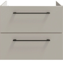 Waschtischunterschrank mit zwei Schubladen und Stangengriffen, modernes Design für das Badezimmer.