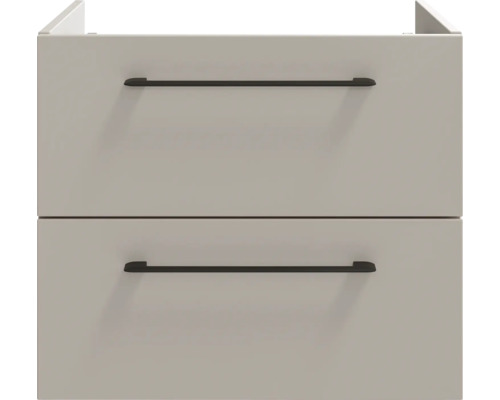 Waschtischunterschrank mit zwei Schubladen und Stangengriffen, modernes Design für das Badezimmer.