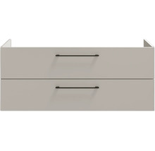 Waschbeckenunterschrank mit zwei Schubladen und horizontalen Griffen.