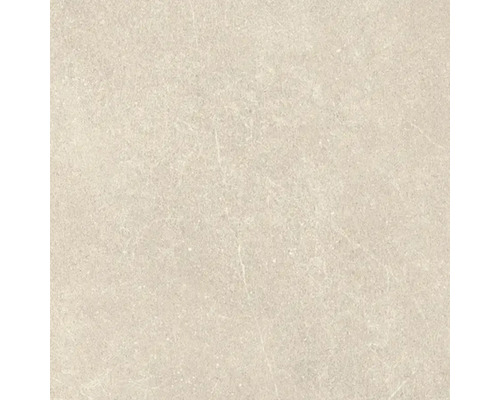 Dalle de sol carrée aspect pierre, beige, avec surface structurée.