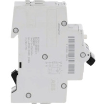 ABB FI/LS-Schalter für 230 Volt mit technischen Angaben und Schaltplan in der Seitenansicht.