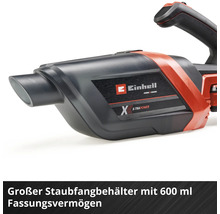 Aspirateur à main Einhell avec un bac à poussière d'une capacité de 600 millilitres.