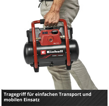 Compresseur sans fil Einhell avec poignée de transport pour un transport facile et une utilisation mobile.