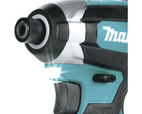 Visseuse à chocs Makita avec lampe de travail LED intégrée pour éclairer le mandrin et la zone de travail.