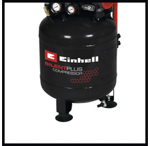 Compresseur Einhell SilentPlus avec manomètres et pieds.