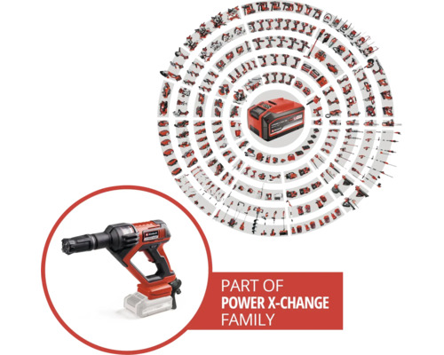 Nettoyeur à pression sans fil Einhell Hypresso de la gamme Power X-Change avec de nombreux outils compatibles et une batterie.