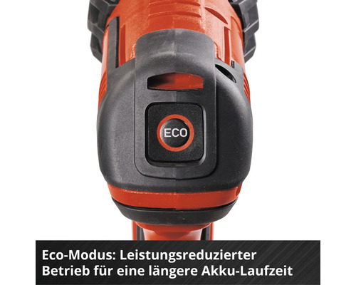 Gros plan sur le bouton du mode Éco d'un outil électrique pour une plus longue autonomie de la batterie.