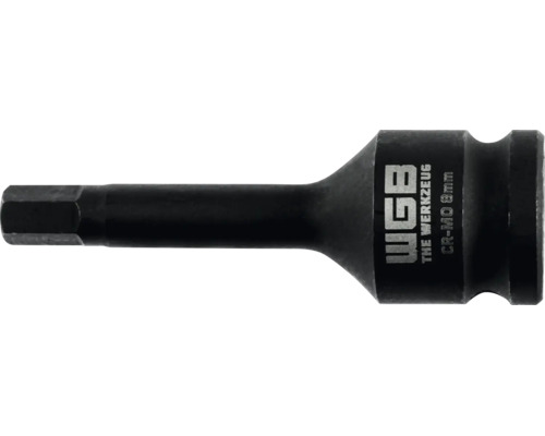 Embout de clé à choc WGB six pans creux 8 millimètres en acier chrome-molybdène.