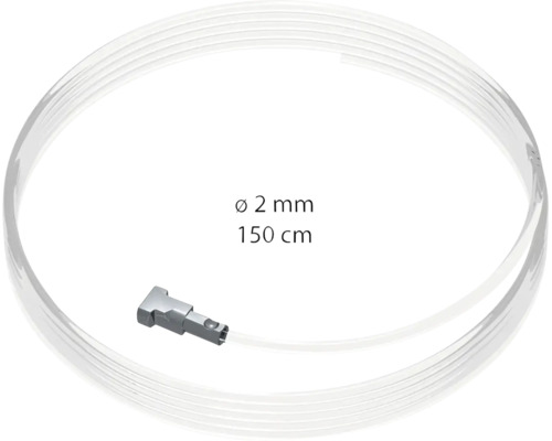 Câble en perlon avec boucle pour rail de galerie 2 millimètres de diamètre et 150 centimètres de longueur