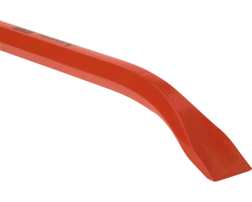 Rotes Brecheisen aus Stahl mit einer flachen, gebogenen Spitze zum Hebeln und für Abbrucharbeiten.