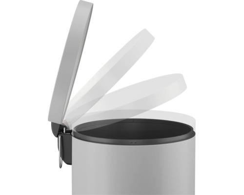 Poubelle a pedale avec systeme de fermeture en douceur.