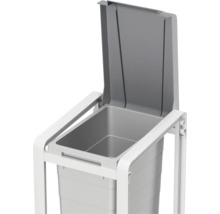 Poubelle encastrable avec couvercle basculant et cadre de montage pour meubles de cuisine, idéale pour le tri sélectif.