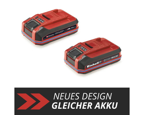 Deux batteries dix-huit volts quatre ampères-heures de Einhell au nouveau design