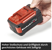 Einhell Power X-Change Akku fünf Komma zwei Amperestunden in einer Hand, Gehäuse mit Softgrip.