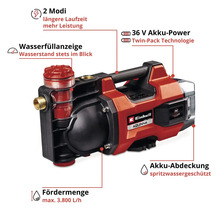 Pompe de surface sans fil Einhell AQUINNA 36/38 F LED