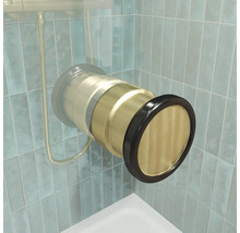 Jungborn Duschtür mit Seitenwand SETTE mit Drehtür an Festteil 75 x 75 x 200 cm Profil gold matt Klarglas schmutzabweisende Glasbeschichtung Türanschlag rechts Seitenwandanschlag links Puffergriff