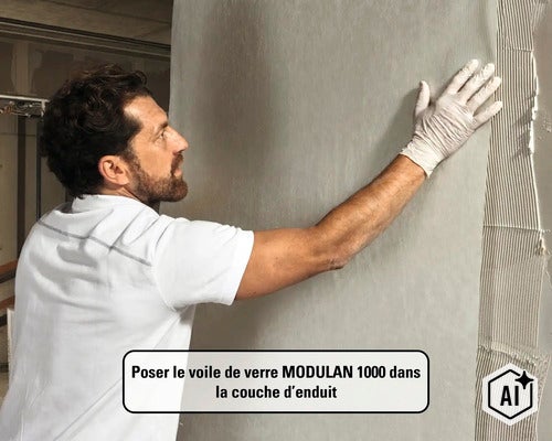 Toile de verre pour peinture MODULAN 1001 3565011080 pré-enduite 130 g/m² 50 m x 1 m (Image AI modified or generated)