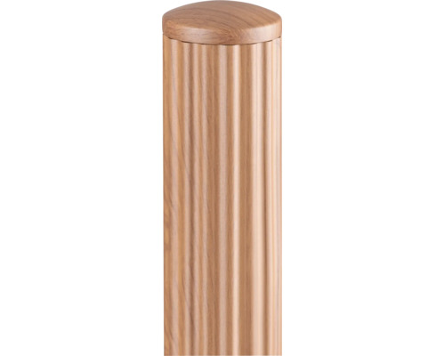 Colonne cylindrique en bois cannelé avec capuchon lisse.