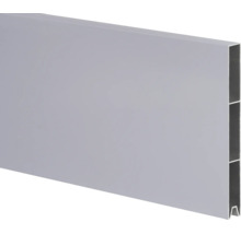 Profilé de clôture en aluminium gris avec chambre creuse pour brise-vue.