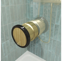 Jungborn Duschtür mit Seitenwand SETTE mit Drehtür an Festteil 75 x 75 x 200 cm Profil gold matt Klarglas schmutzabweisende Glasbeschichtung Türanschlag links Seitenwandanschlag rechts Puffergriff