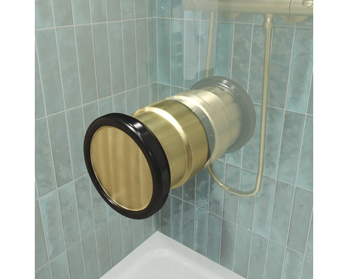 Jungborn Duschtür mit Seitenwand SETTE mit Drehtür an Festteil 75 x 75 x 200 cm Profil gold matt Klarglas schmutzabweisende Glasbeschichtung Türanschlag links Seitenwandanschlag rechts Puffergriff