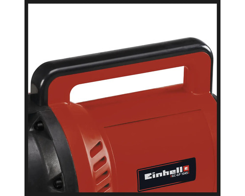 Vue détaillée de la poignée de transport d une pompe de jardin Einhell modèle GC-GP 1045.