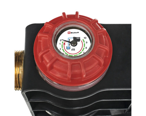 Indicateur de hauteur d aspiration Einhell pour pompes de jardin avec une échelle de 0 à 10 mètres.