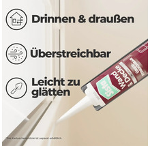 Sista Wand und Decke Acryl wird an einer Fuge aufgetragen. Eigenschaften: für drinnen und draußen, überstreichbar, leicht zu glätten.