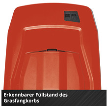 Vue détaillée de l indicateur de niveau de remplissage du bac de ramassage d une tondeuse à gazon.