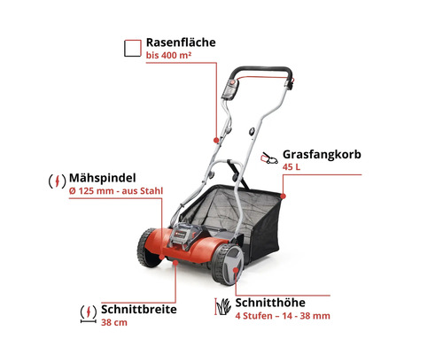 Akku Spindelmäher Einhell Power-X-Change GE-HM 18/38 Li ohne Akku und Ladegrät