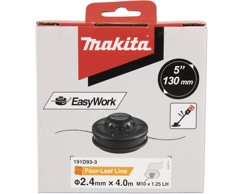 Emballage de tête de fil Makita EasyWork d un diamètre de 130 millimètres et d une épaisseur de fil de 2,4 millimètres.