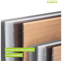 Planches profilées Alberts en aspect bois et différents décors, librement combinables.