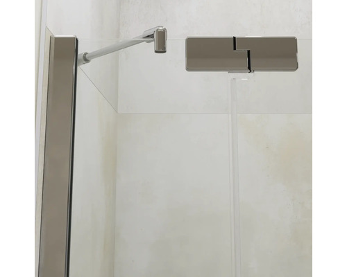 Kit de ferrures pour paroi de douche en métal avec barre de stabilisation pour douche en verre