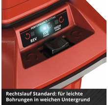 Detailansicht der Leistungseinstellungen an einem Gartenhäcksler mit Schalter für ECO und High Power sowie Rückwärtslauf