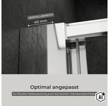 Duschwandprofil mit 40 Millimeter Verstellbereich für flexible Montage bei Wandunebenheiten. (Image AI modified or generated)