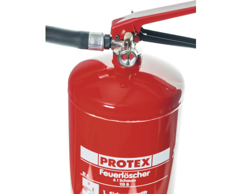 Protex Schaum Feuerlöscher mit 6 Litern Kapazität und Druckanzeige zur Brandbekämpfung im Haushalt oder Betrieb