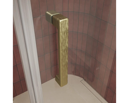Wandgriff aus Metall mit kantigem Design zur Montage an einer Duschwand.