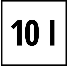 Symbole indiquant un volume de 10 litres.