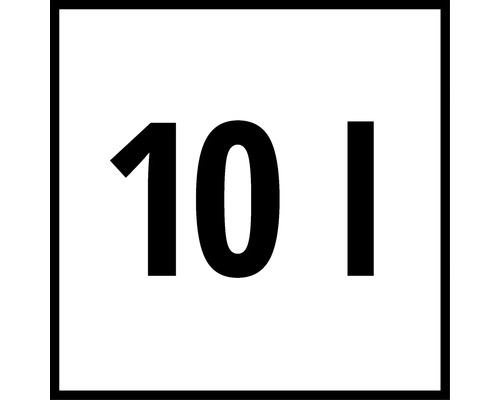 Symbole indiquant un volume de 10 litres.