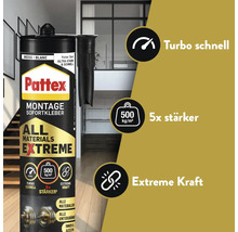 Pattex Montage Sofortkleber in der Kartusche für verschiedene Materialien mit Turbo schneller Aushärtung und hoher Endfestigkeit.