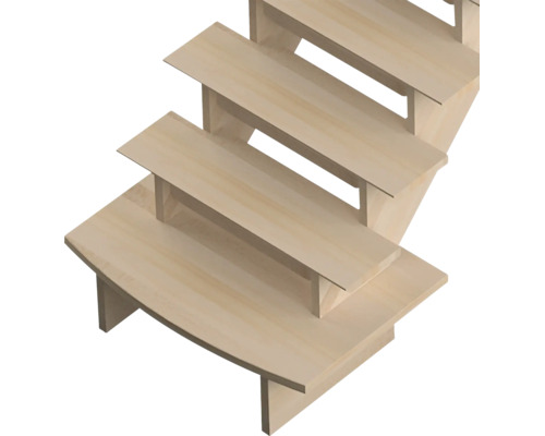 Escalier ouvert en bois massif avec marches