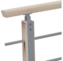 Poteau de rampe d escalier avec main courante en bois et entretoises en métal