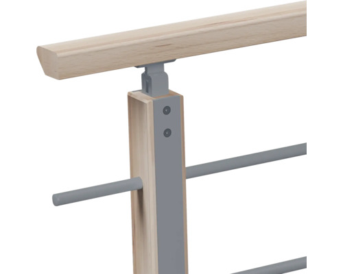 Poteau de rampe d escalier avec main courante en bois et entretoises en métal