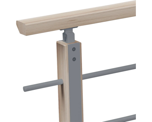 Treppengeländer Set mit Holzhandlauf und Metallpfosten sowie Metallstreben zur Montage