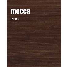 Holzoberfläche in matter Mocca Optik mit natürlicher Maserung.