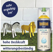 Belton Free Aqua Colours Sprühlack in Rapsgelb mit hoher Deckkraft und Witterungsbeständigkeit für zwei Quadratmeter Reichweite