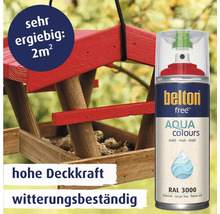 Belton Free Aqua Colours Lackspray in Feuerrot RAL 3000 für witterungsbeständige Anstriche, sehr ergiebig mit hoher Deckkraft.