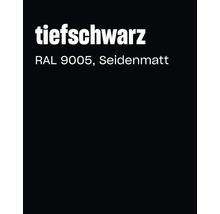 Farbmuster in Tiefschwarz RAL 9005 mit seidenmatter Oberfläche