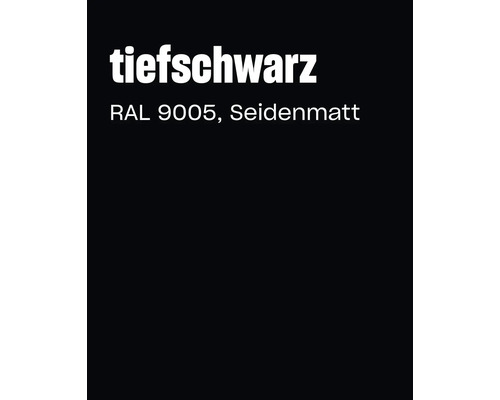 Farbmuster in Tiefschwarz RAL 9005 mit seidenmatter Oberfläche