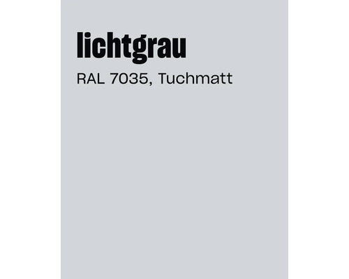 Nuancier avec désignation gris clair RAL 7035 et finition mate
